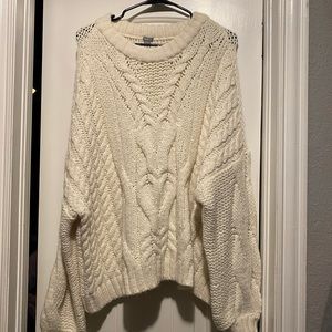Cream oversized cable knit sweater